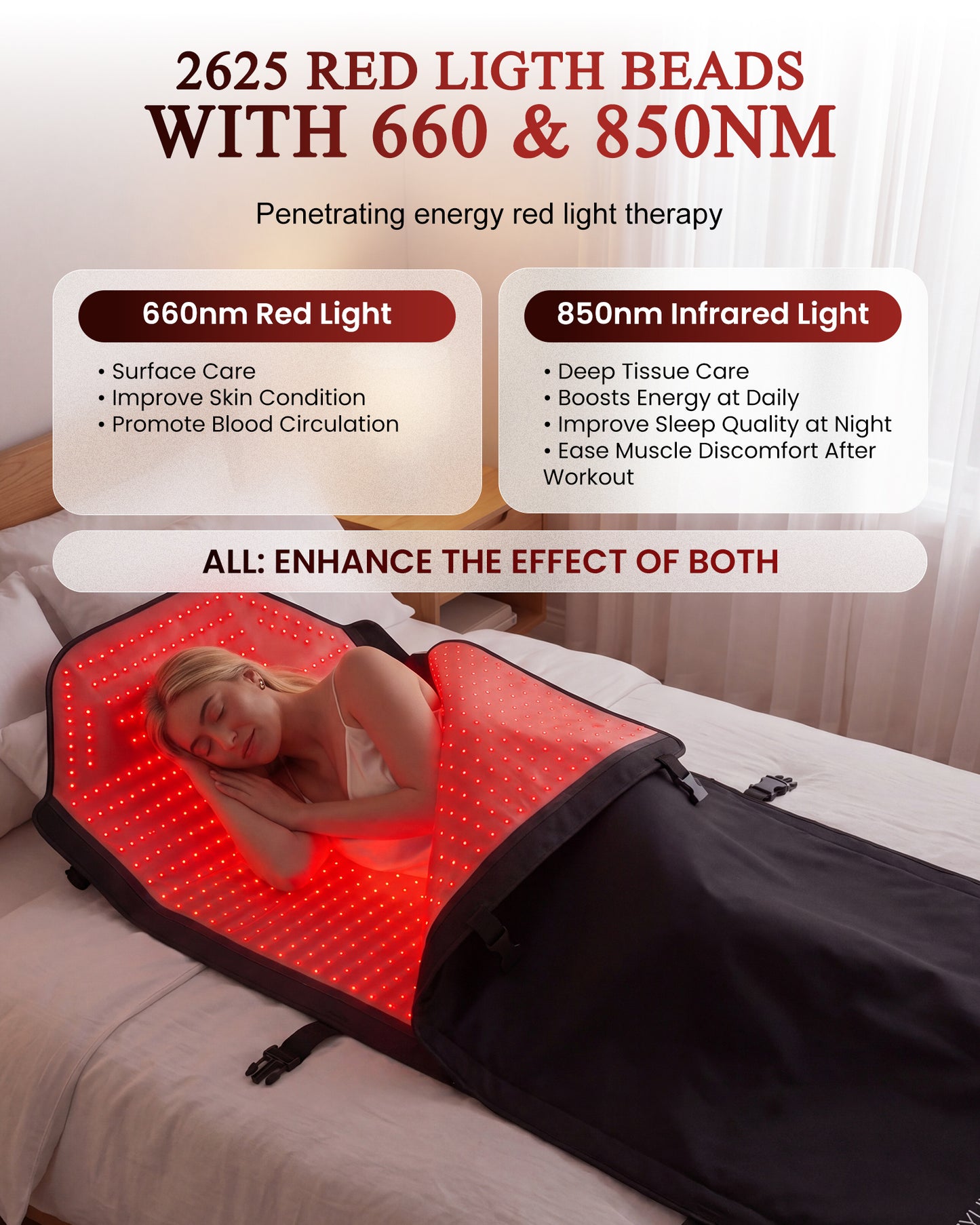 Red Light Therapy Mat Full Body,72"x33" Dual Wavelength Red Light Therapy Bed with 2625 LEDs for Full Body Muscle Pain Relief & Improve Sleep,Detachable Red Light Blanket for Home Use