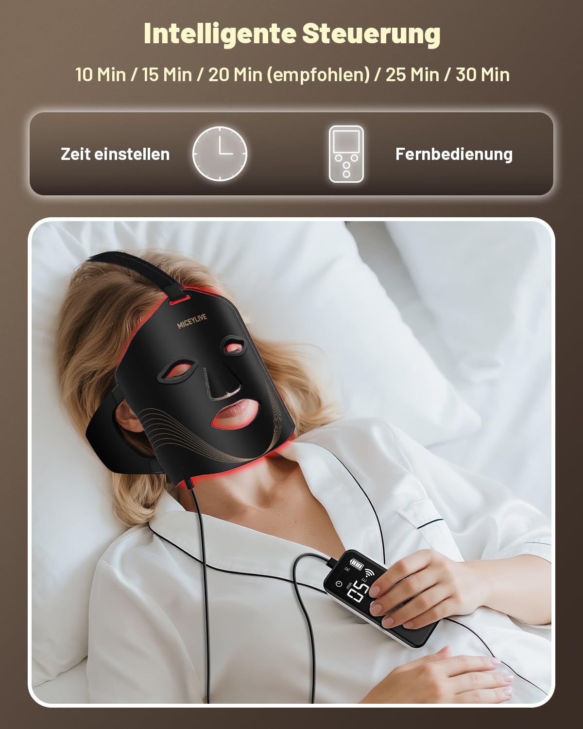 Led Maske Gesicht mit 3 Modi, Aufladbar Fernbedienung, Led Gesichtsmaske mit Nahinfrarot Mit Reisetasche für Zuhause & Reisen, 400 LEDs