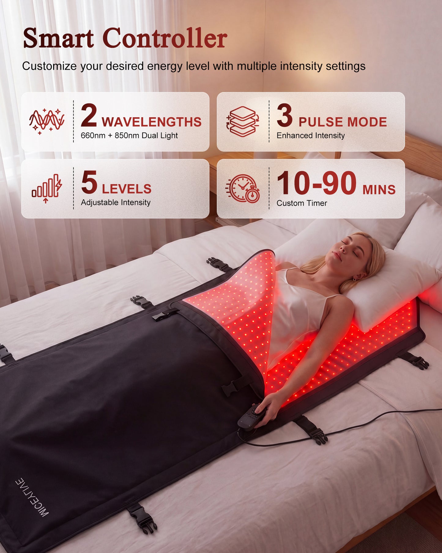 Red Light Therapy Mat Full Body,72"x33" Dual Wavelength Red Light Therapy Bed with 2625 LEDs for Full Body Muscle Pain Relief & Improve Sleep,Detachable Red Light Blanket for Home Use