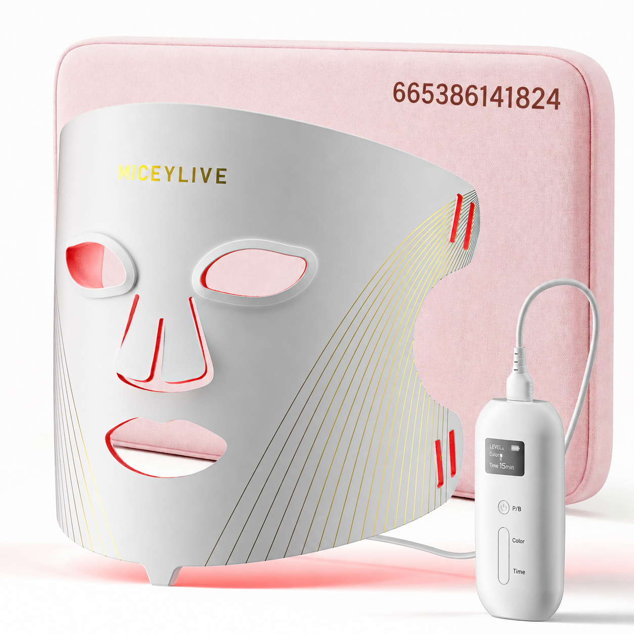 Led Light Therapy Mask for Face - 3 Modes LED Face Mask Light Therapy with Red+Infrared light, Blue light, Mixed light, Adjustable Rechargeable Remote Controller, Model E106A