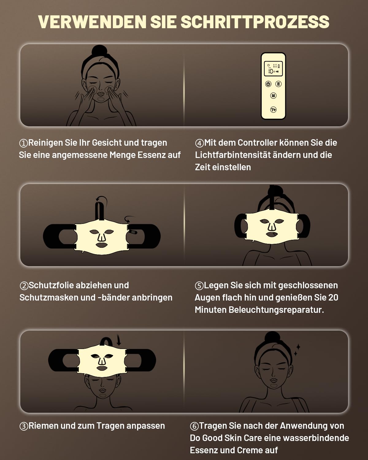 Led Maske Gesicht mit 3 Modi, Aufladbar Fernbedienung, Led Gesichtsmaske mit Nahinfrarot Mit Reisetasche für Zuhause & Reisen, 400 LEDs